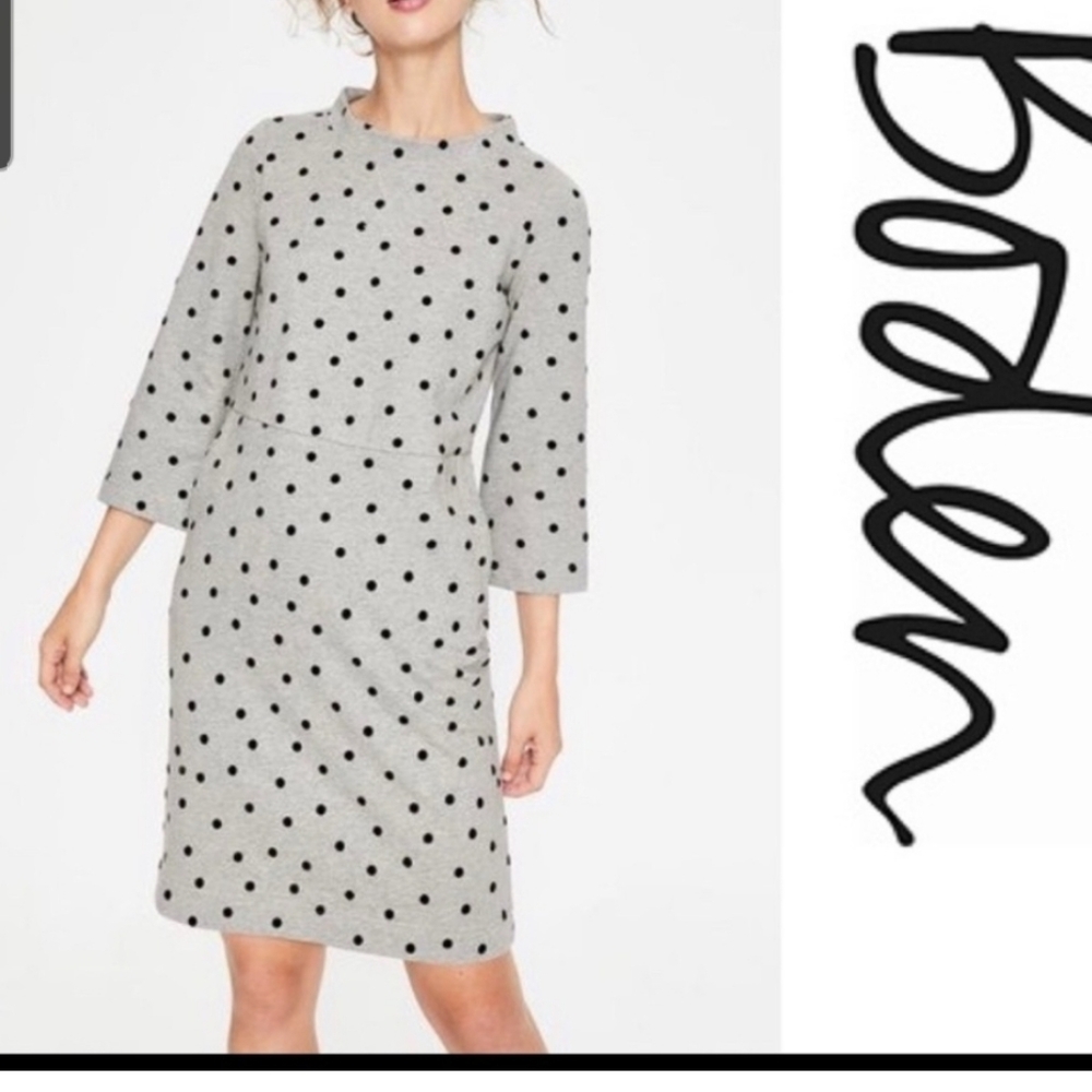Boden Black Polka Dot Long Sleeve Dress